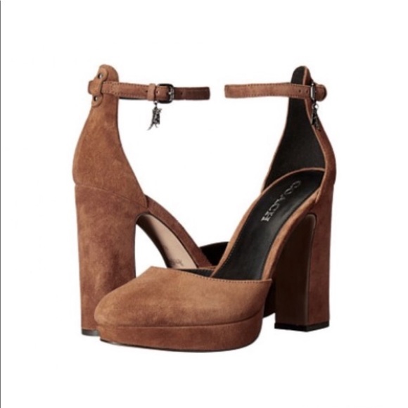 Coach Suede Platform Heels Ankle Strap NWT Size 8.5 - Picture 3 of 7